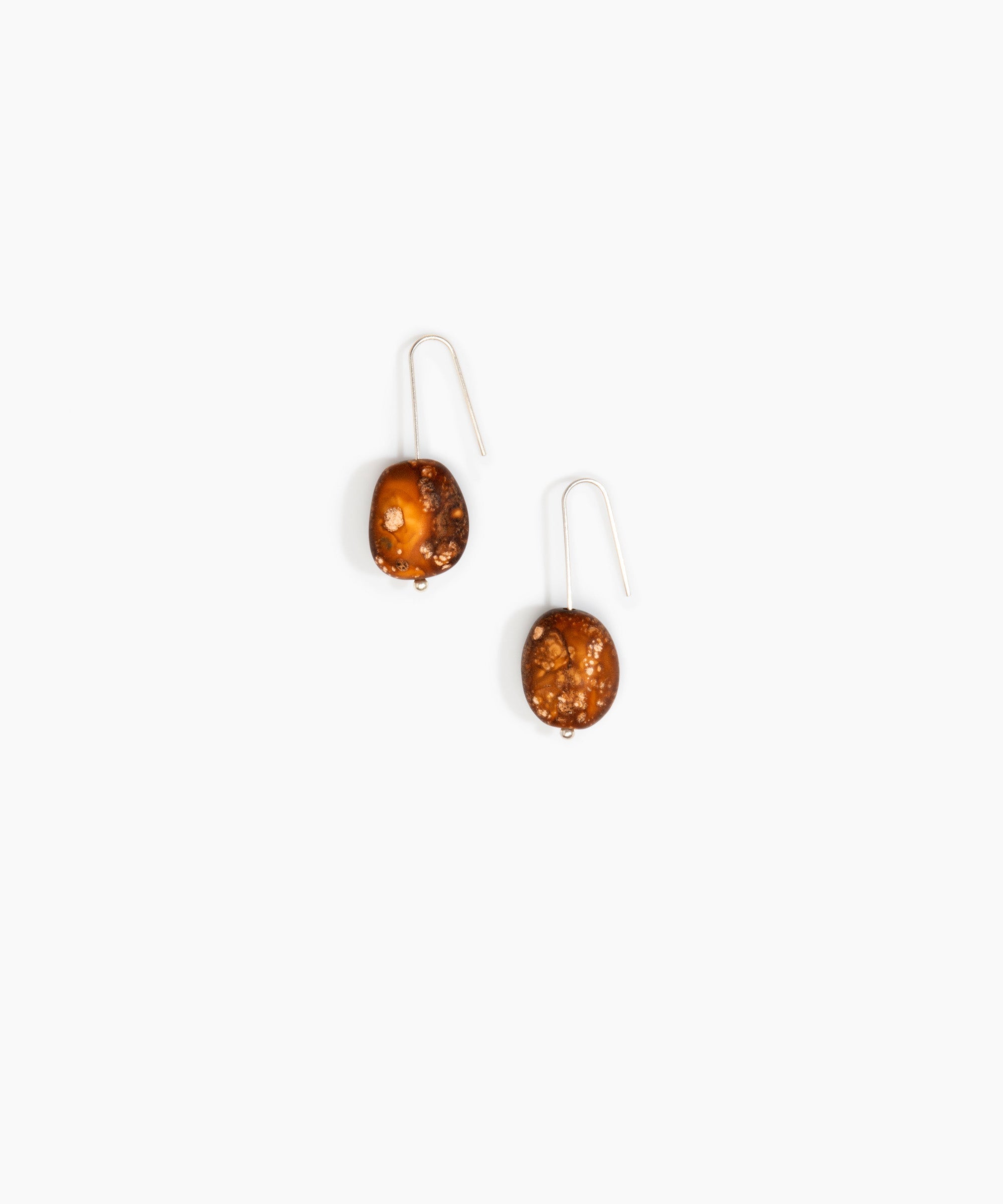 Dinosaur Designs Earth Wire Earrings in Dark Horn Colour resin with 925 Sterling Silver Material.