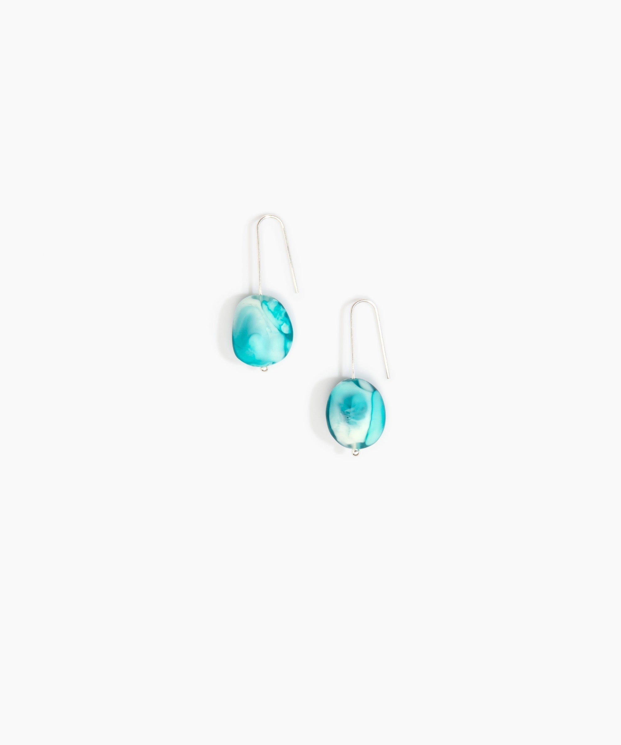 Dinosaur Designs Earth Wire Earrings in Lagoon Colour resin with 925 Sterling Silver Material.