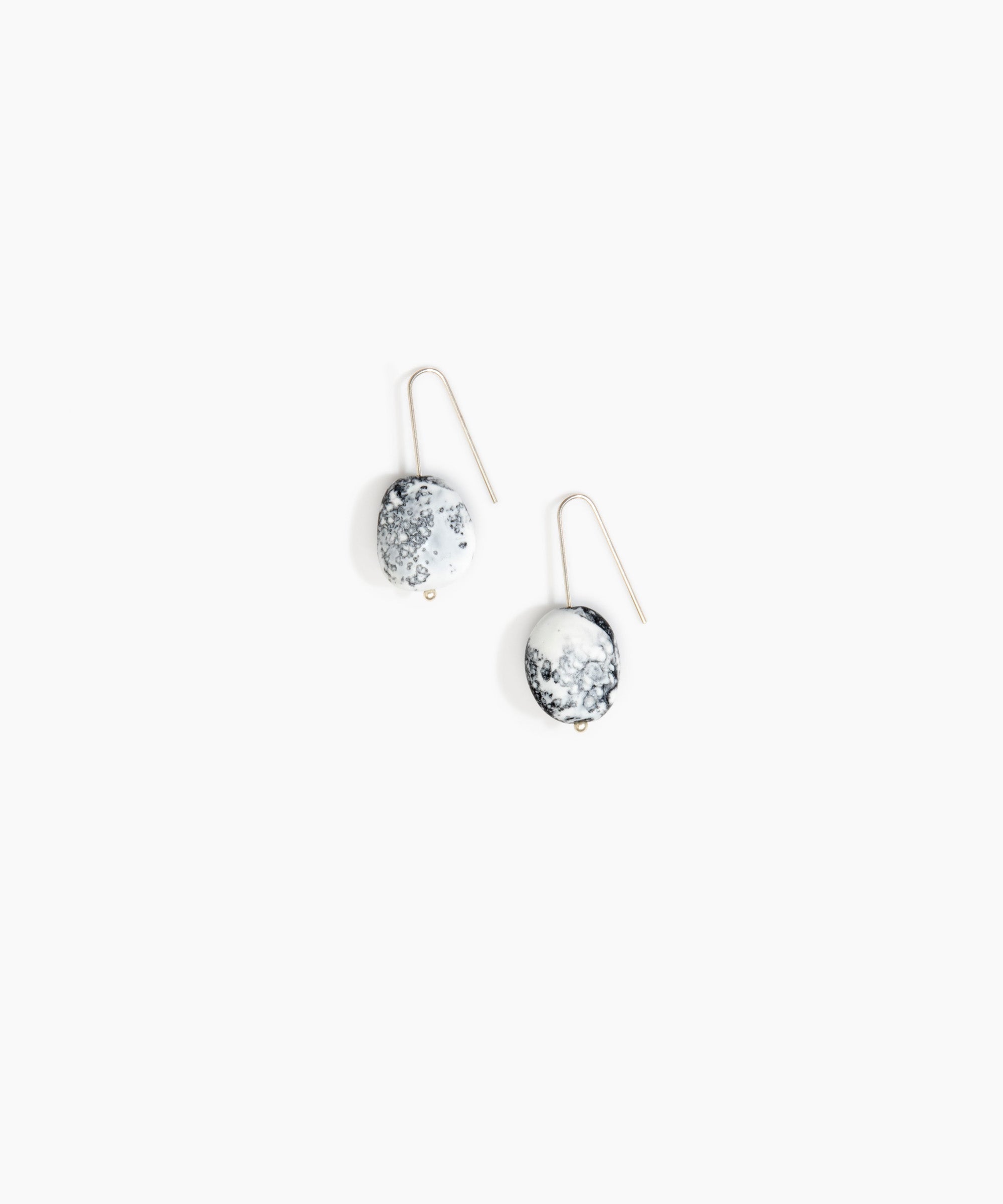 Dinosaur Designs Earth Wire Earrings in White Marble Colour resin with 925 Sterling Silver Material.