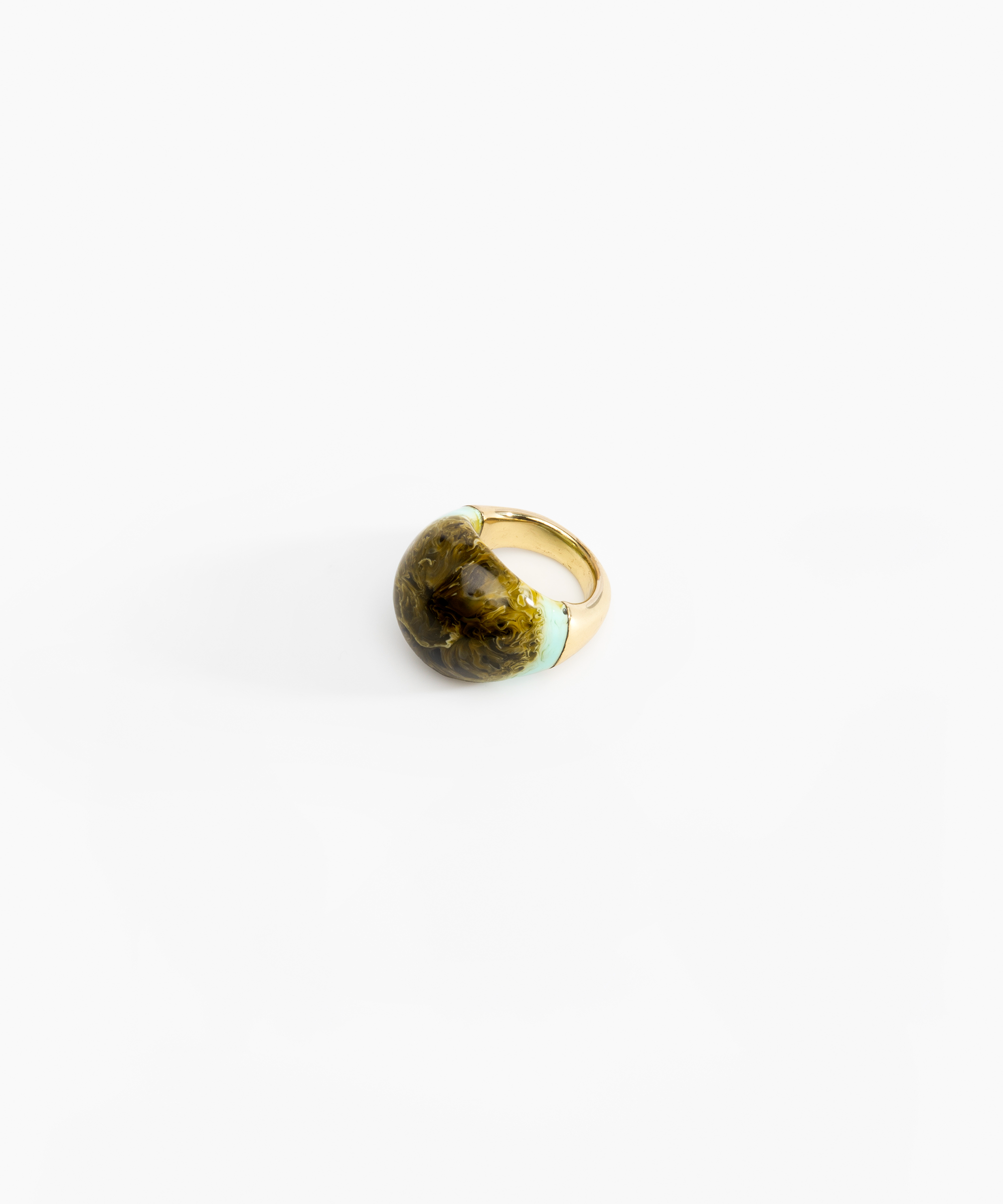 Dinosaur Designs Large Horn Ring in Malachite Colour resin with Nano-Coated Brass Material.