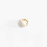 Dinosaur Designs Large Horn Ring in Chalk Swirl color resin with Nano-Coated Brass Material