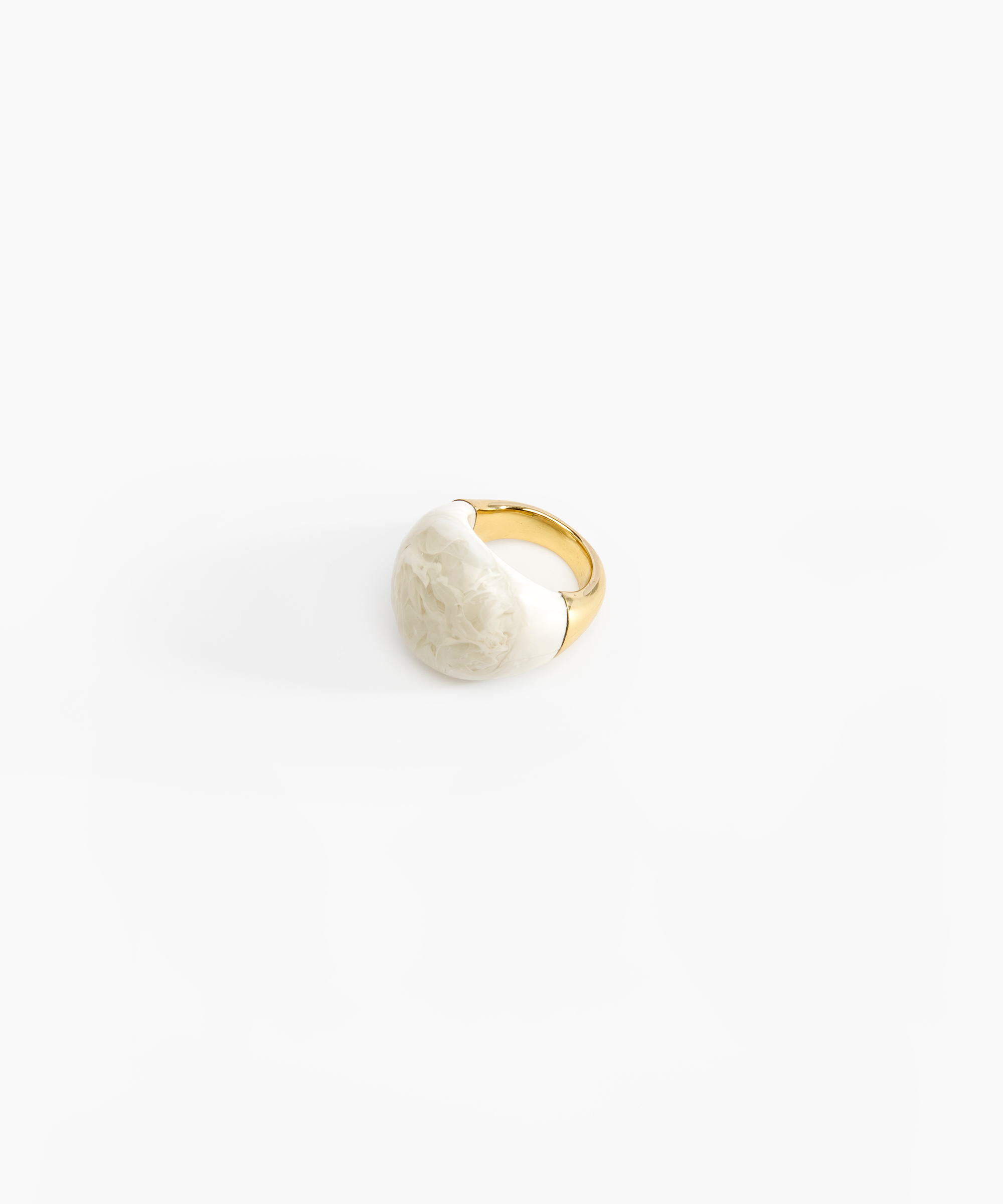 Dinosaur Designs Large Horn Ring in Chalk Swirl color resin with Nano-Coated Brass Material