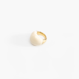 Dinosaur Designs Large Horn Ring in Cream color resin with Nano-Coated Brass Material
