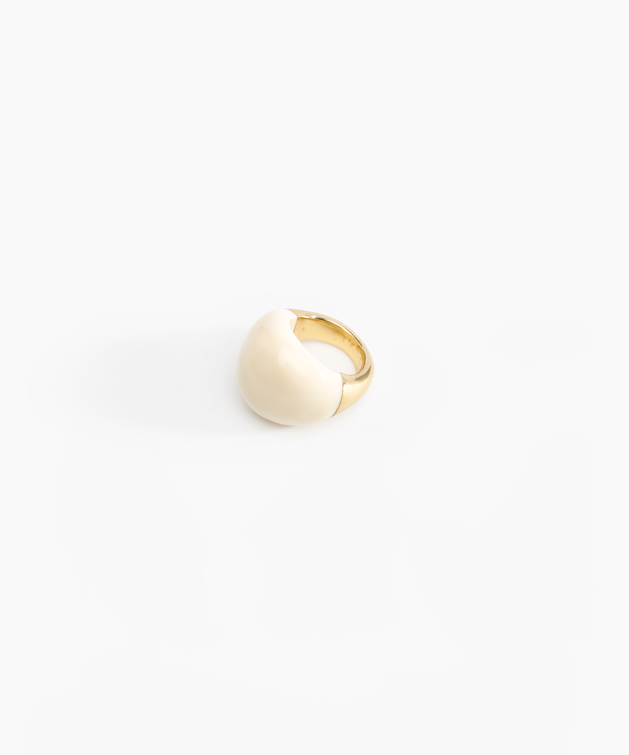 Dinosaur Designs Large Horn Ring in Cream color resin with Nano-Coated Brass Material