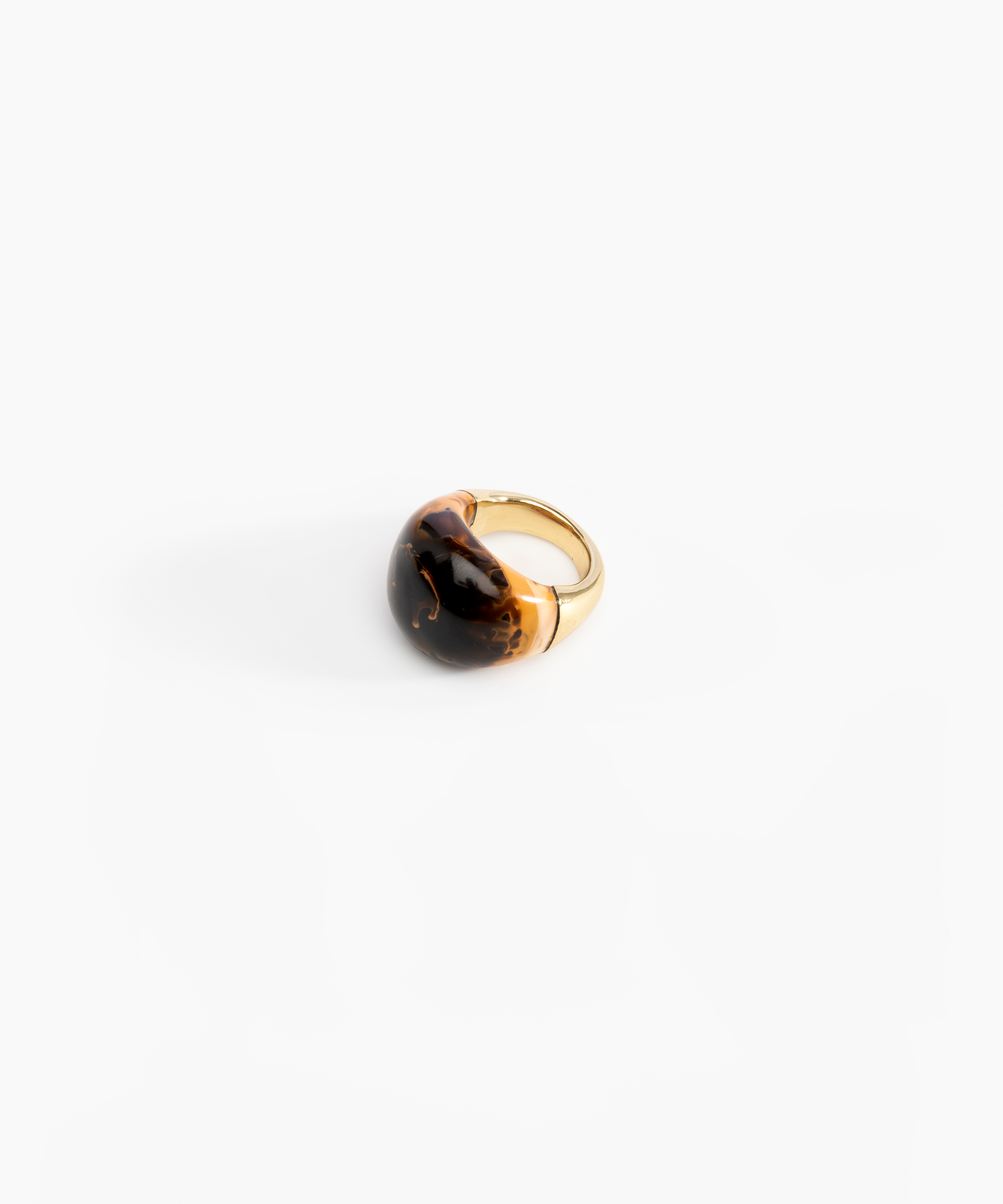 Dinosaur Designs Large Horn Ring in Dark Horn Colour resin with Nano-Coated Brass Material.