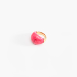 Dinosaur Designs Large Horn Ring in Flamingo Colour resin with Nano-Coated Brass Material.