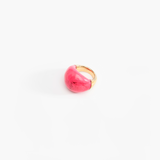 Dinosaur Designs Large Horn Ring in Flamingo Colour resin with Nano-Coated Brass Material.