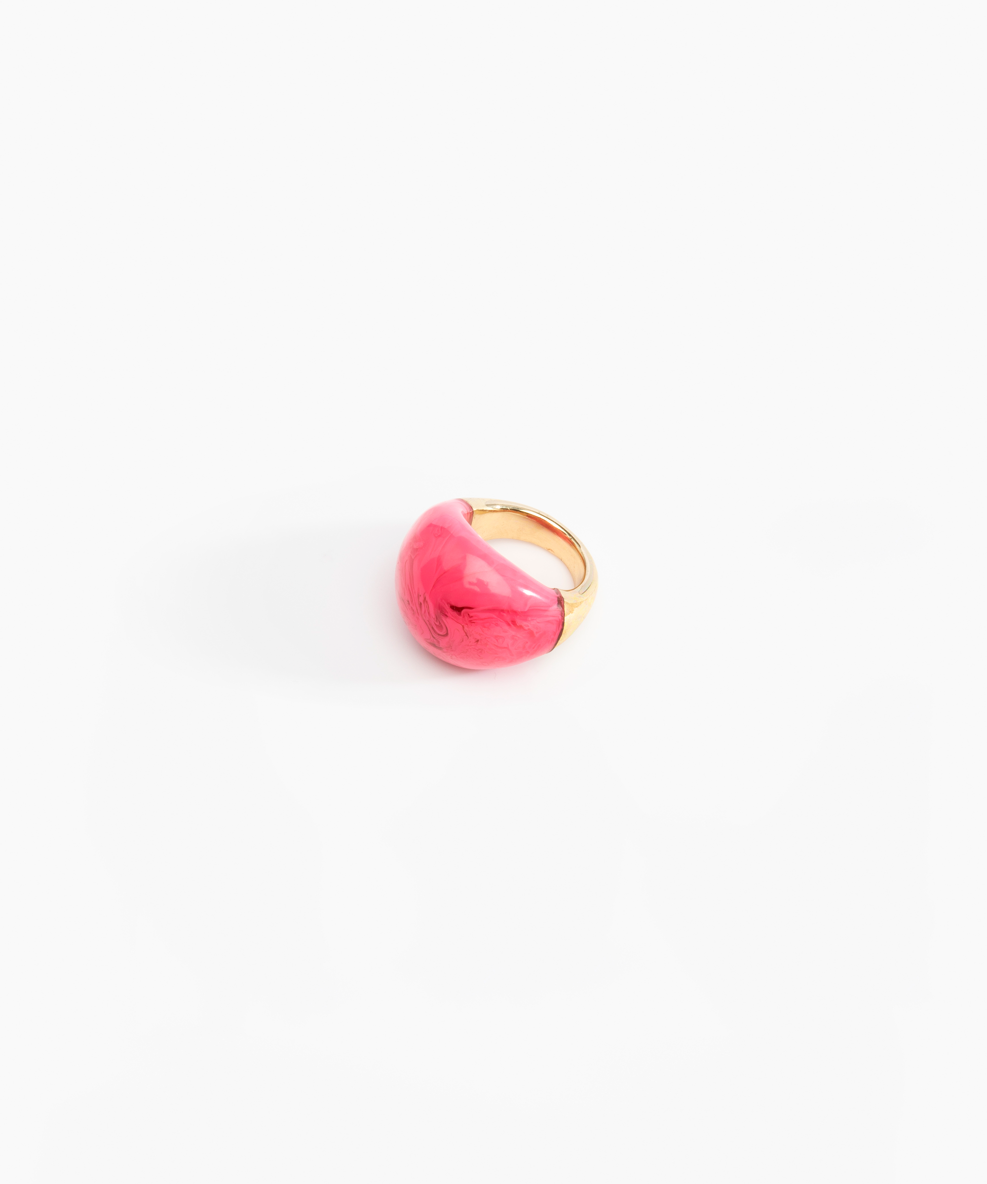 Dinosaur Designs Large Horn Ring in Flamingo Colour resin with Nano-Coated Brass Material.
