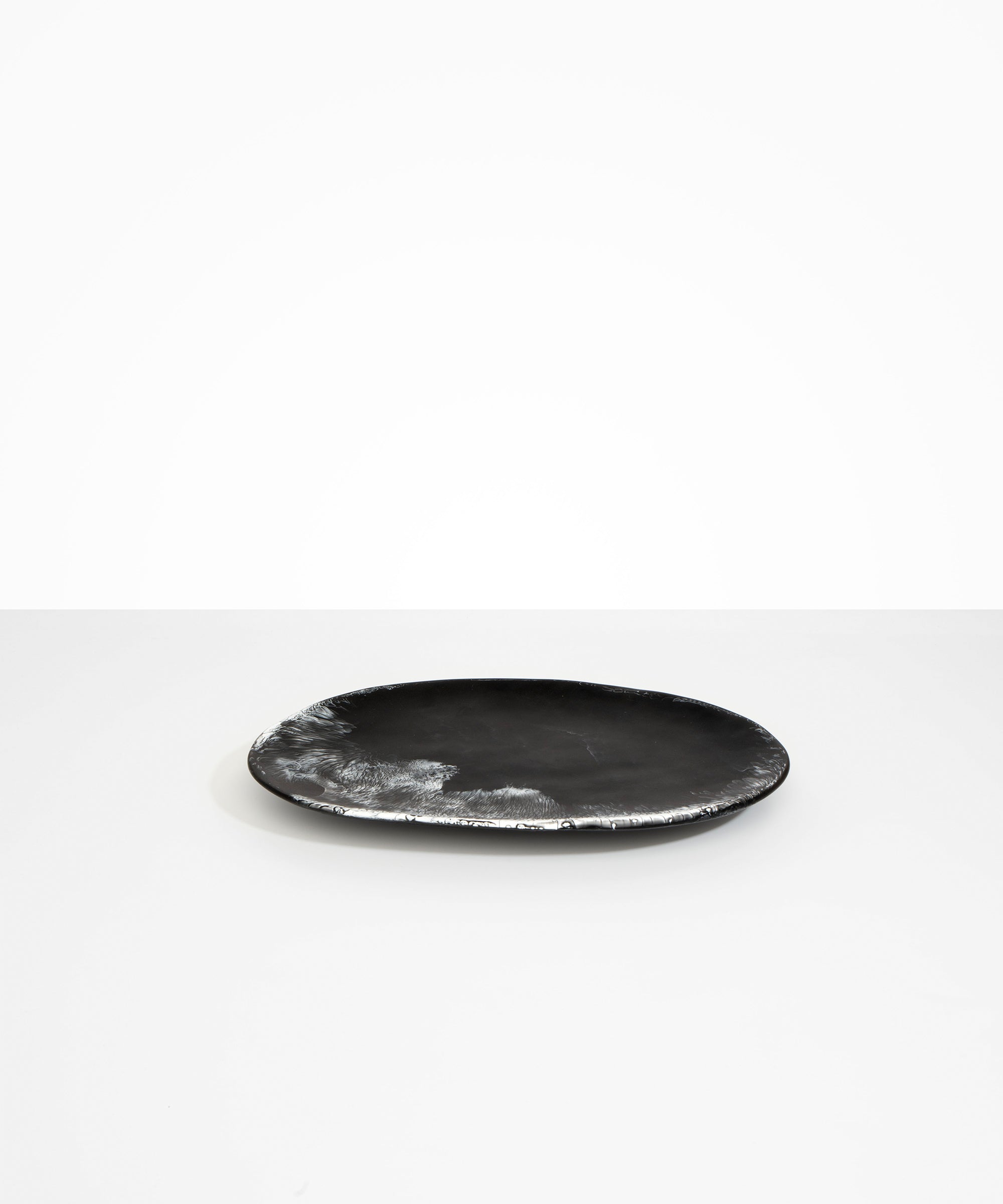 Dinosaur Designs Large Temple Platter in Black Marble color resin