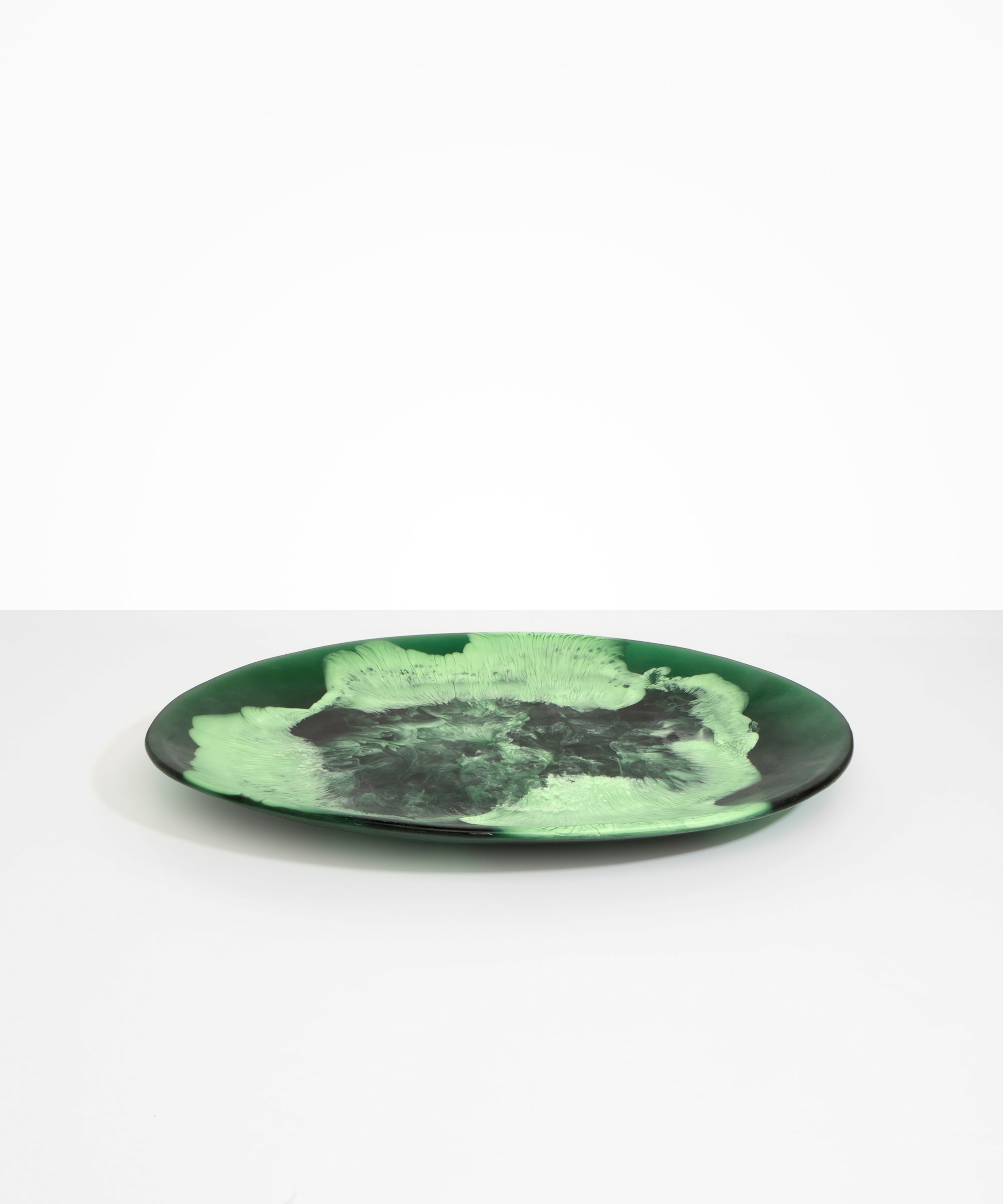 Dinosaur Designs Long Temple Platter in Moss color resin
