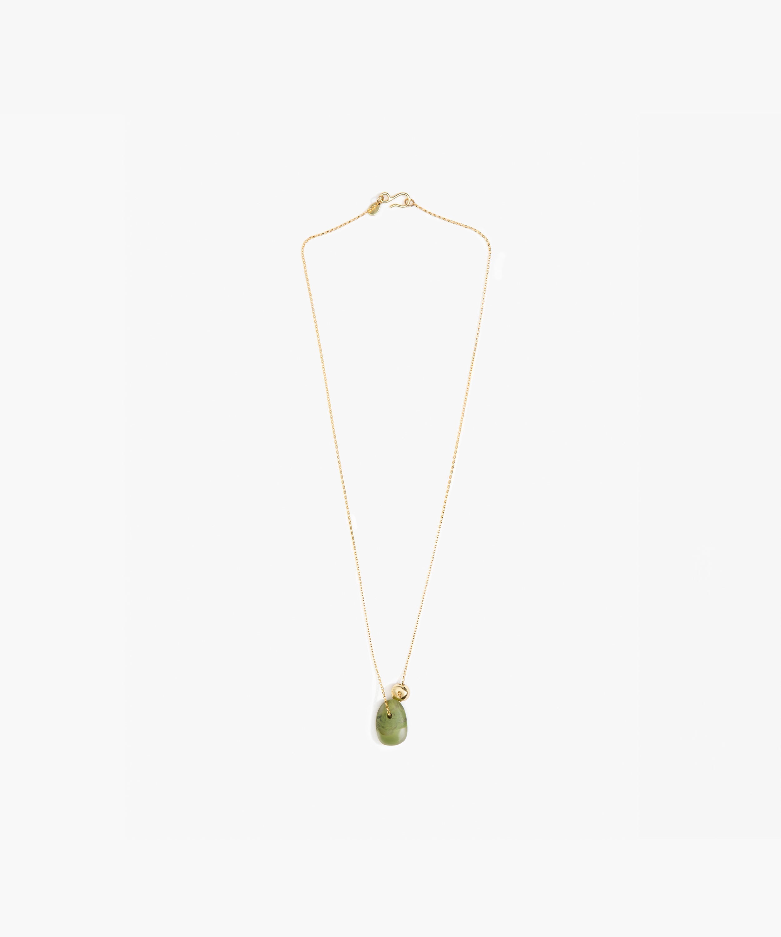 Dinosaur Designs Joie De Vivre Pendant in Olive Colour resin with Gold-Filled Material