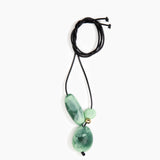 Dinosaur Designs Rock Cluster Pendant in Moss Colour resin with Nano-Coated Brass Bead Material.