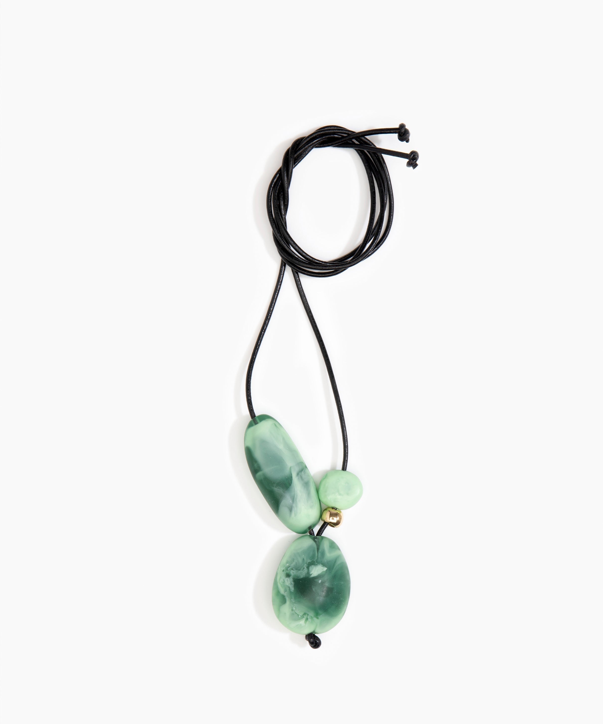 Dinosaur Designs Rock Cluster Pendant in Moss Colour resin with Nano-Coated Brass Bead Material.