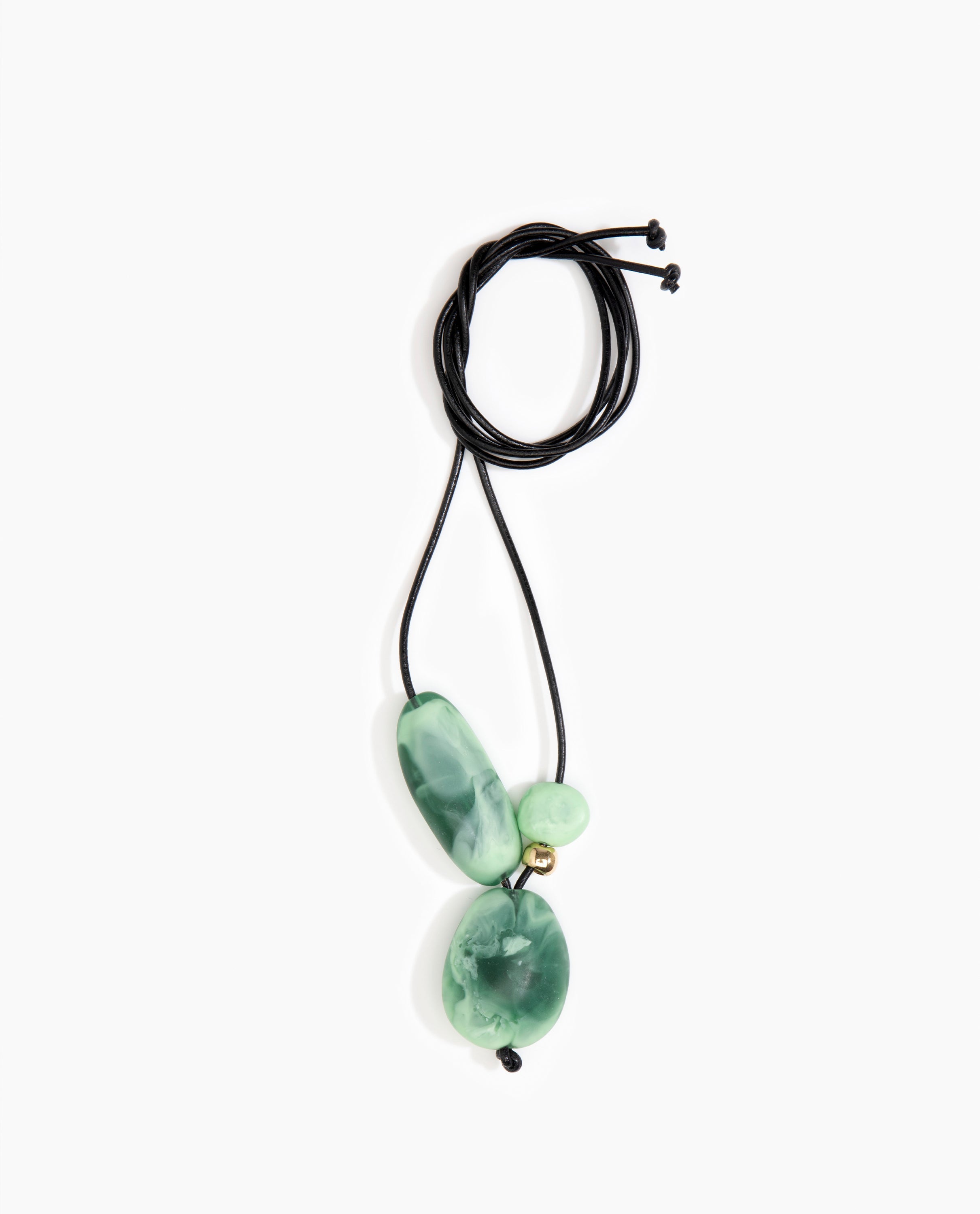 Dinosaur Designs Rock Cluster Pendant in Moss Colour resin with Nano-Coated Brass Bead Material..
