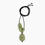 Dinosaur Designs Rock Cluster Pendant in Olive Colour resin with Nano-Coated Brass Bead Material