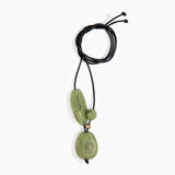 Dinosaur Designs Rock Cluster Pendant in Olive Colour resin with Nano-Coated Brass Bead Material.