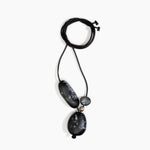 Dinosaur Designs Rock Cluster Pendant in Black Marble Colour resin with Nano-Coated Brass Bead Material.