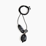 Dinosaur Designs Rock Cluster Pendant Necklaces in Black Marble Colour resin with Nano-Coated Brass Bead Material