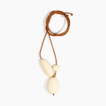 Dinosaur Designs Rock Cluster Pendant Necklaces in Cream Colour resin with Nano-Coated Brass Bead Material