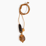 Dinosaur Designs Rock Cluster Pendant Necklaces in Dark Horn Colour resin with Nano-Coated Brass Bead Material