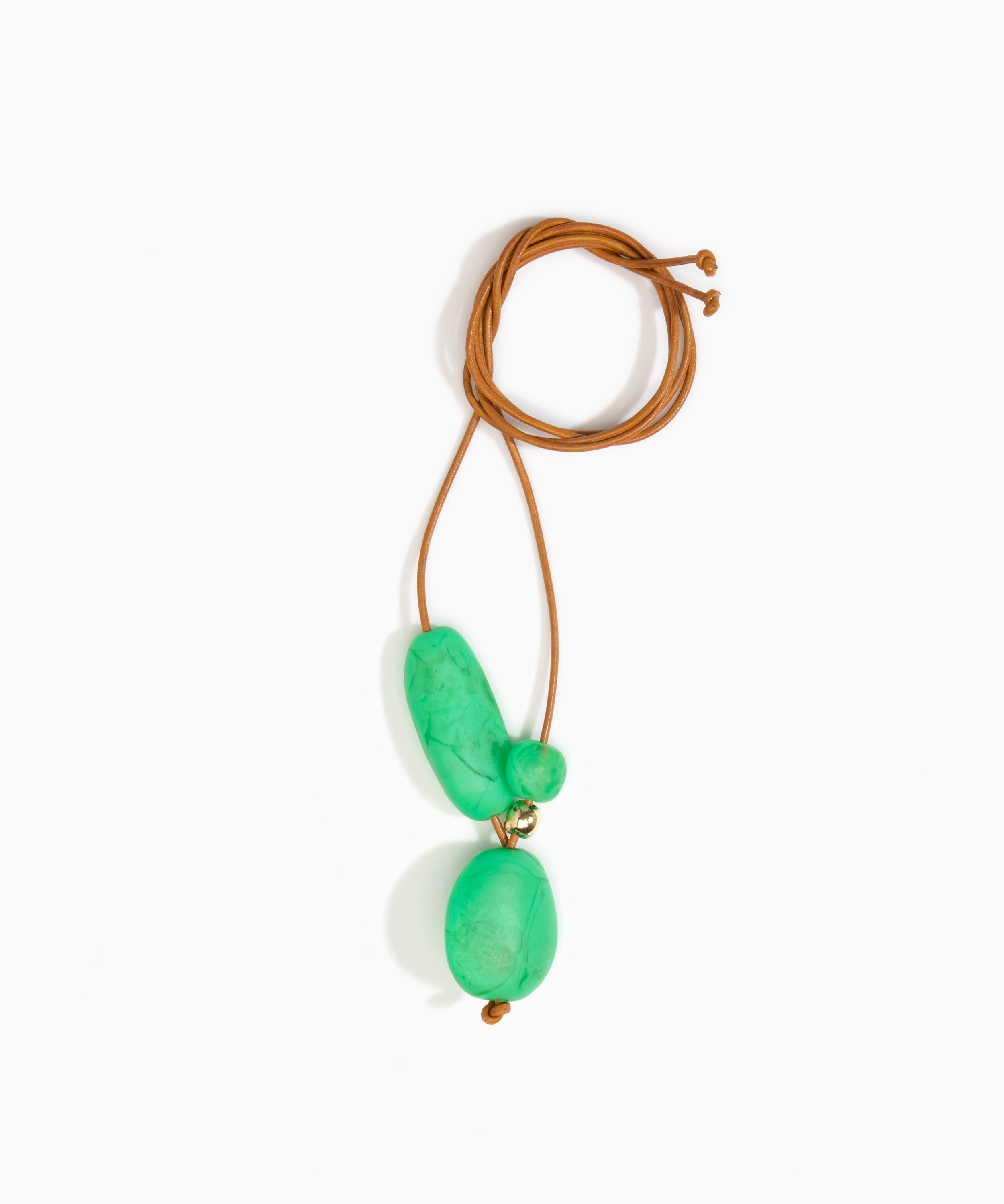 Dinosaur Designs Rock Cluster Pendant Necklaces in Leaf Colour resin with Nano-Coated Brass Bead Material