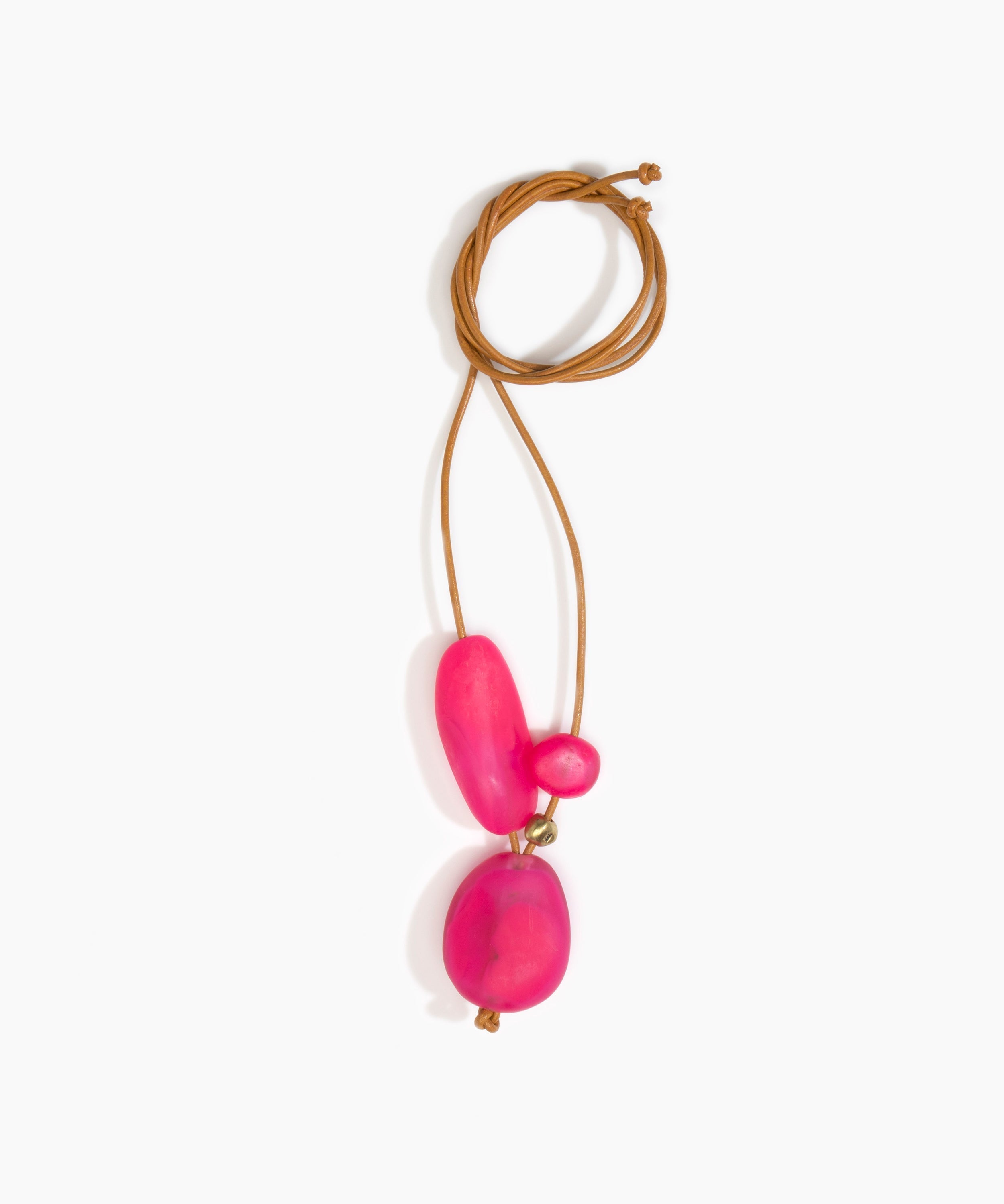 Dinosaur Designs Rock Cluster Pendant Necklaces in Flamingo Colour resin with Nano-Coated Brass Bead Material