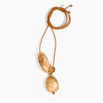 Dinosaur Designs Rock Cluster Pendant Necklaces in Light Horn Colour resin with Nano-Coated Brass Bead Material