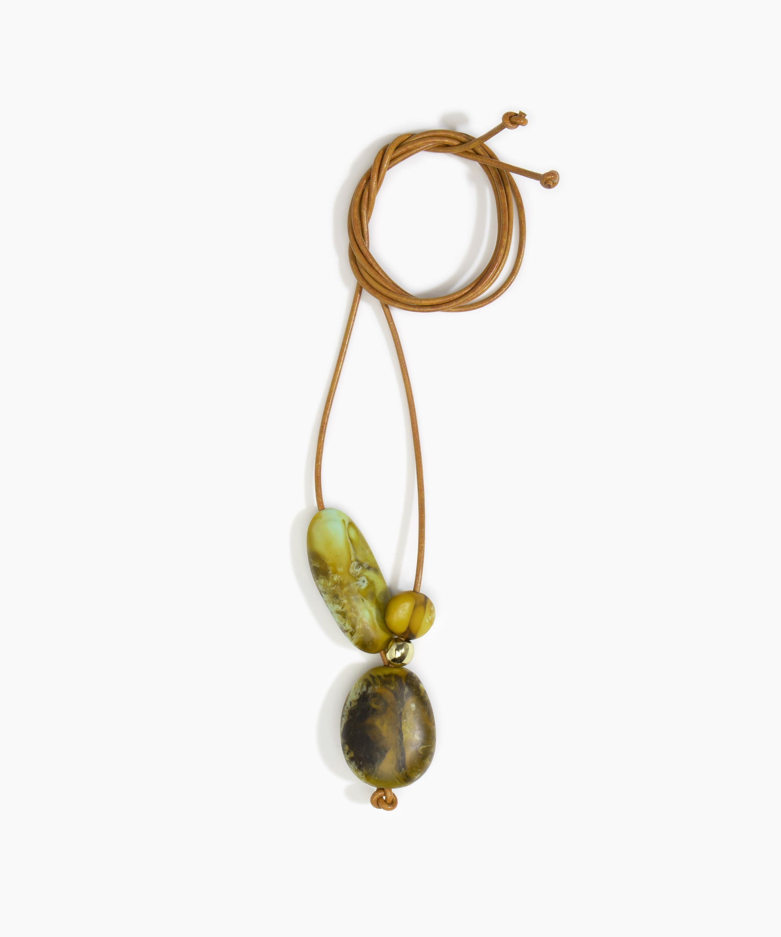 Dinosaur Designs Rock Cluster Pendant Necklaces in Malachite Colour resin with Nano-Coated Brass Bead Material