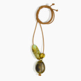Dinosaur Designs Rock Cluster Pendant in Malachite Colour resin with Nano-Coated Brass Bead Material.