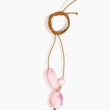 Dinosaur Designs Rock Cluster Pendant Necklaces in Shell Pink Colour resin with Nano-Coated Brass Bead Material