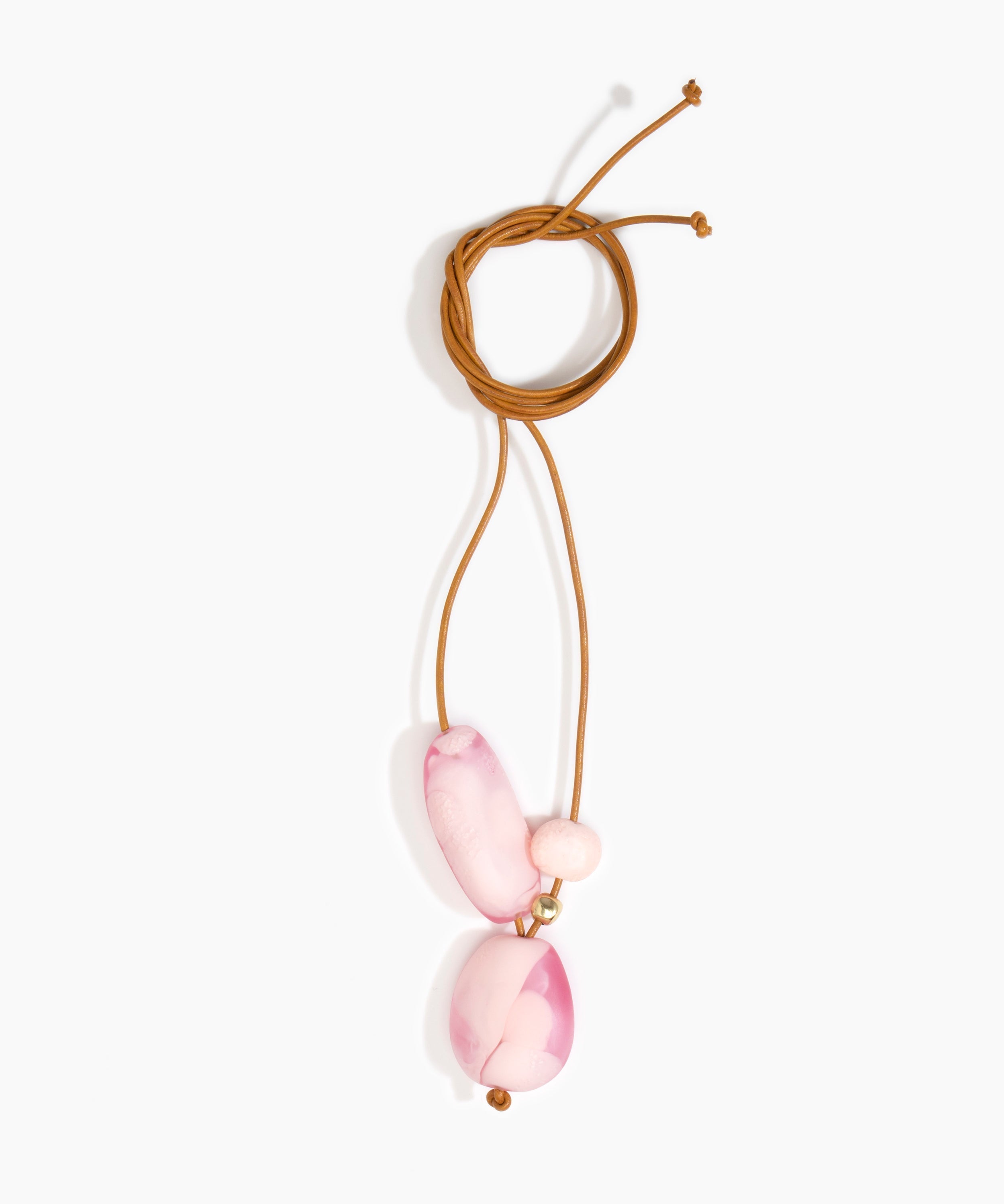 Dinosaur Designs Rock Cluster Pendant Necklaces in Shell Pink Colour resin with Nano-Coated Brass Bead Material