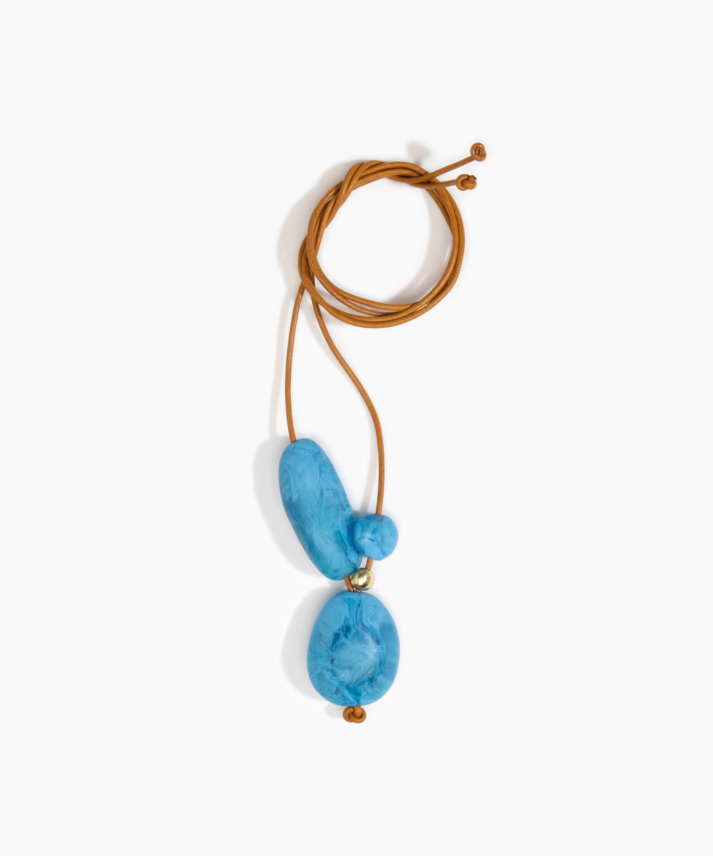 Dinosaur Designs Rock Cluster Pendant Necklaces in Sky Colour resin with Nano-Coated Brass Bead Material