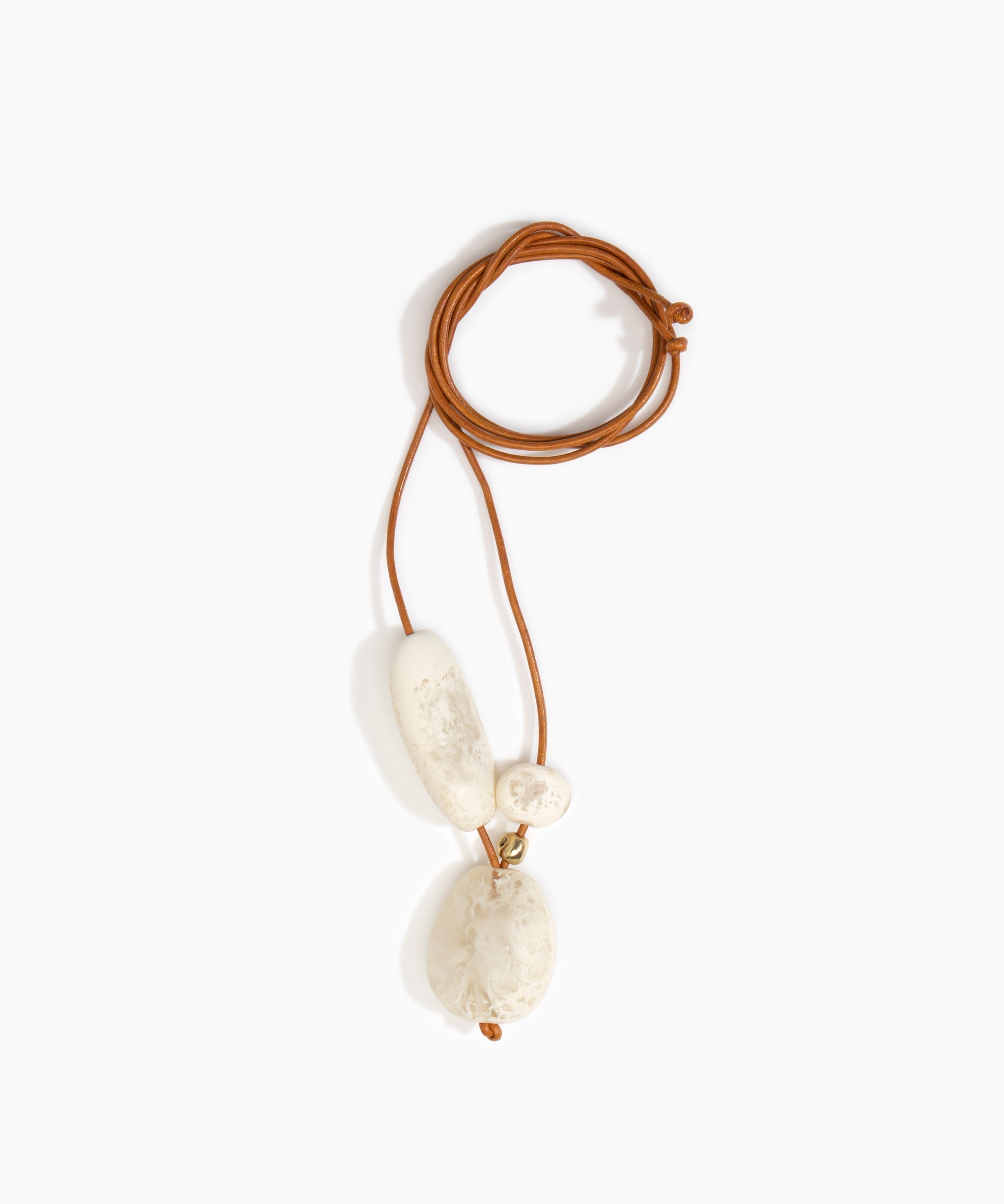 Dinosaur Designs Rock Cluster Pendant Necklaces in Chalk Swirl Colour resin with Nano-Coated Brass Bead Material