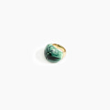 Dinosaur Designs Large Horn Ring in Moss color resin with Nano-Coated Brass Material