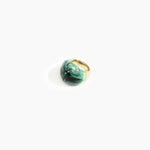 Dinosaur Designs Large Horn Ring in Moss Colour resin with Nano-Coated Brass Material.