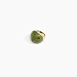 Dinosaur Designs Large Horn Ring in Olive color resin with Nano-Coated Brass Material