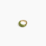 Dinosaur Designs Medium Horn Ring in Olive Colour resin with Nano-Coated Brass Material.