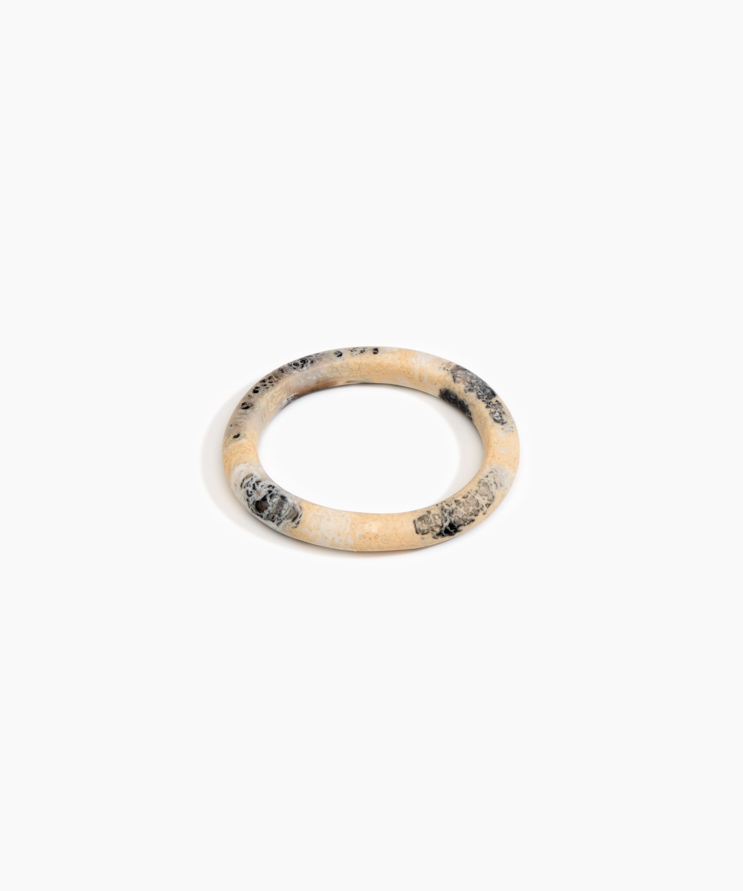 Dinosaur Designs Small Organic Oval Bangle in Sandy Pearl Colour resin with Wide Fit.