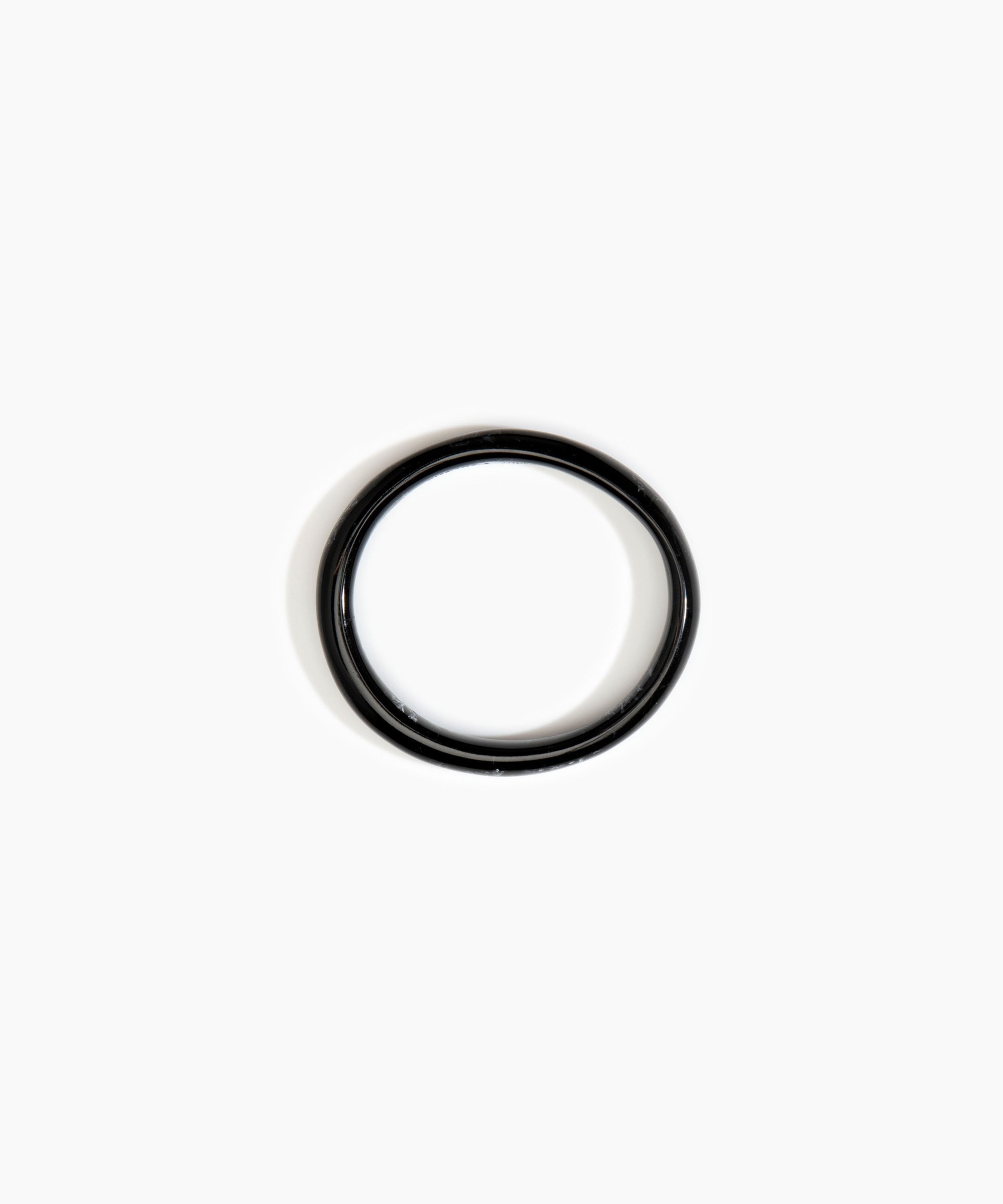 Dinosaur Designs Polished Classic Wishbone Bangle in Black Marble Colour resin with Wide Fit.