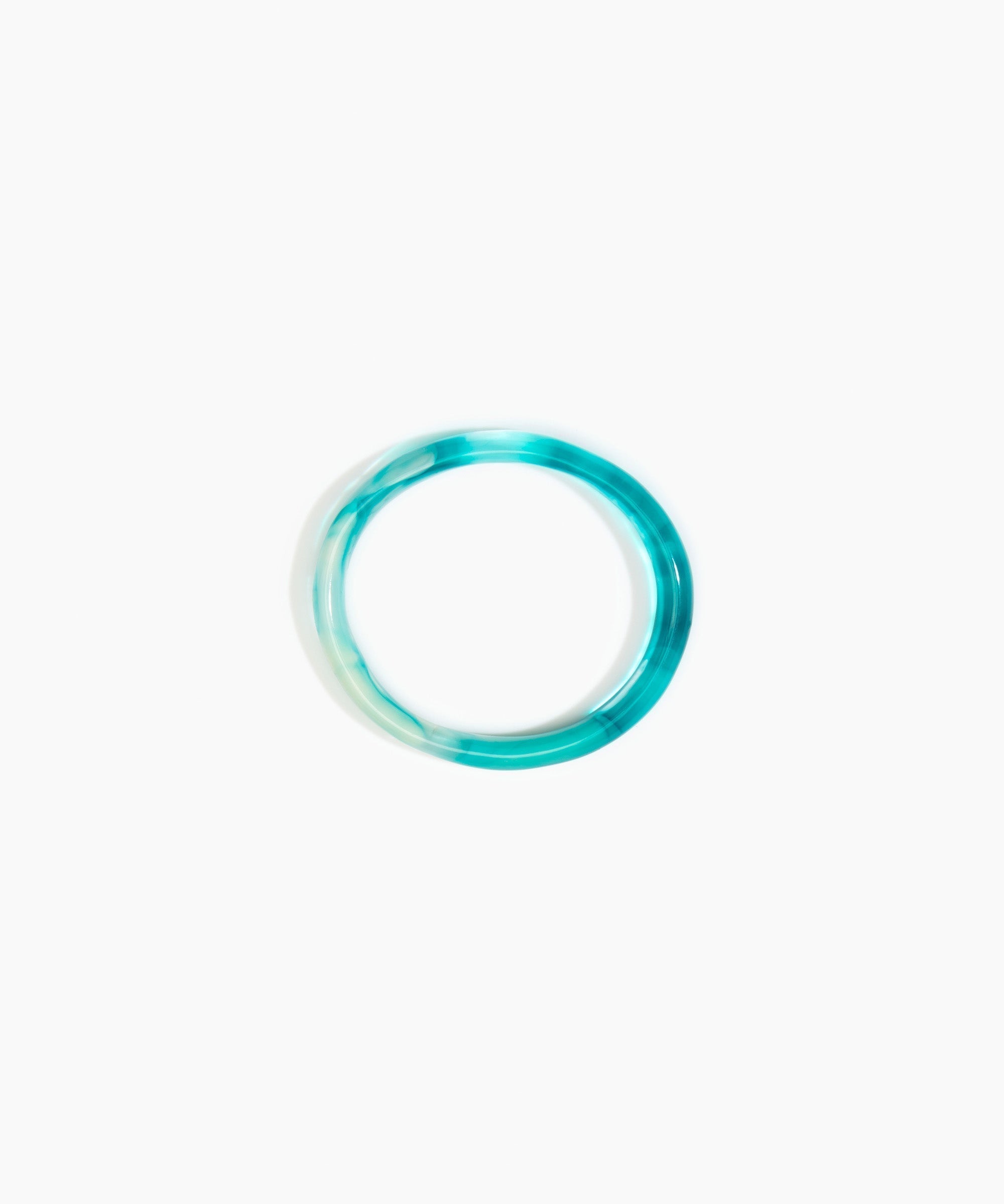 Dinosaur Designs Polished Classic Wishbone Bangle in Lagoon Colour resin with Regular Fit.