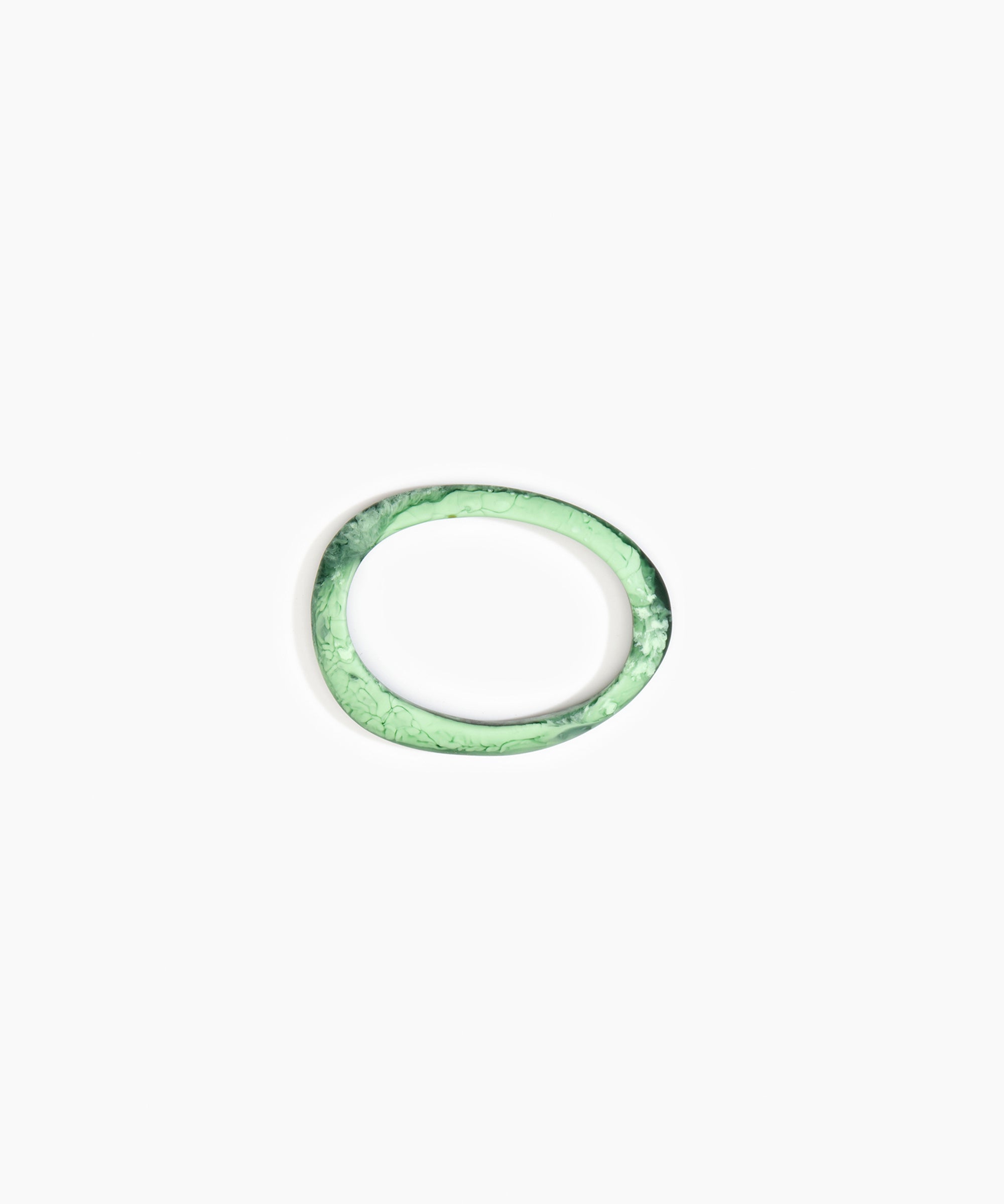 Dinosaur Designs Rock Wishbone Bangle in Moss Colour resin with Wide Fit..
