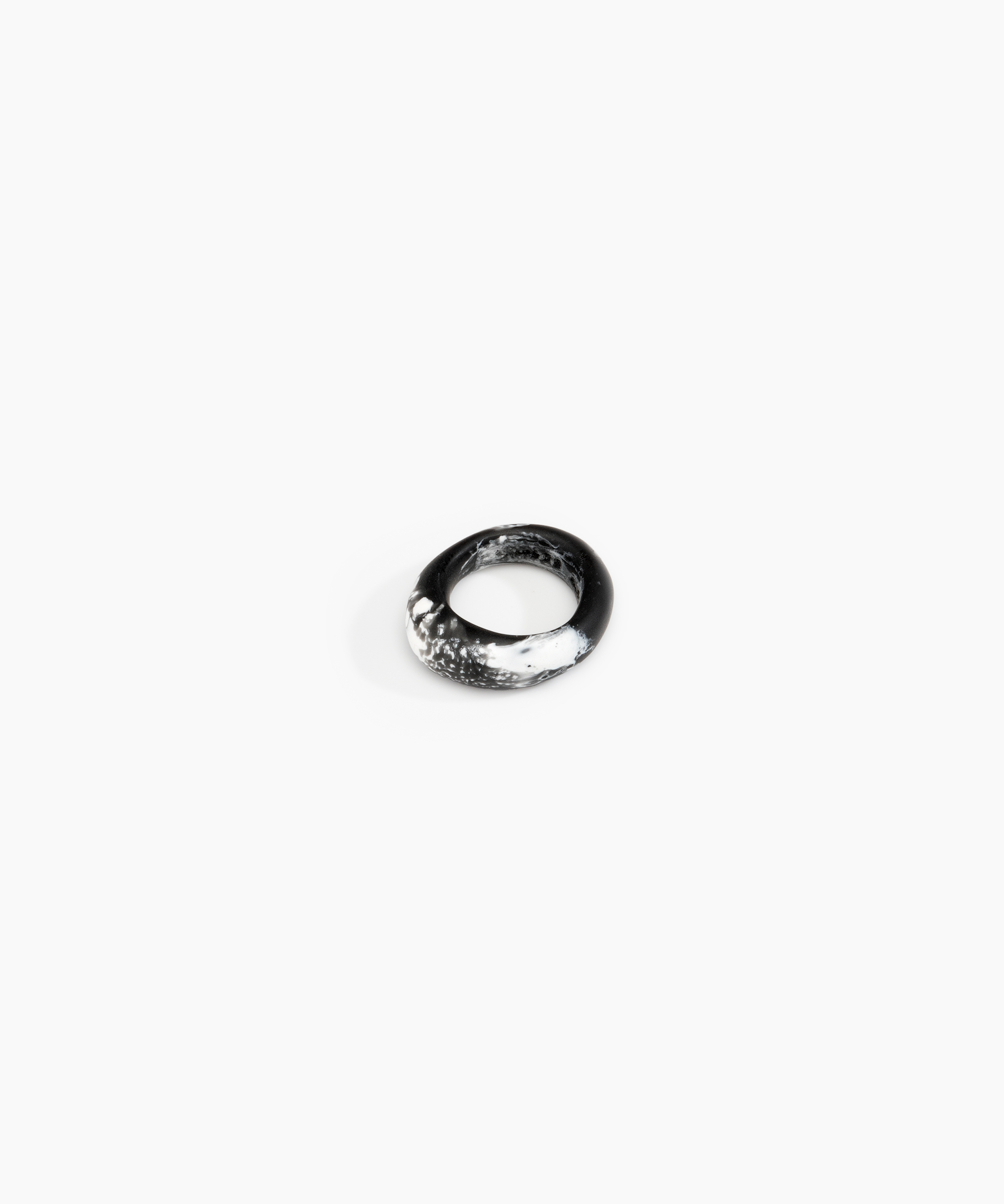 Dinosaur Designs Slate Ring in Black Marble Colour resin with Regular Fit..