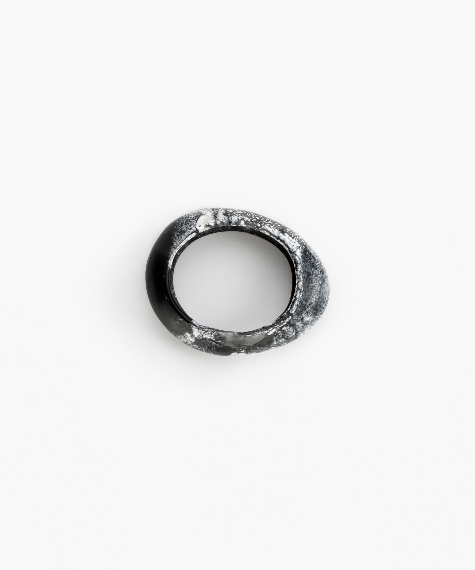 Dinosaur Designs Small Rock Bangle in Black Marble Colour resin with Wide Fit.