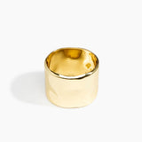 LO Collections Wide Dimpled Bangle in Nano-Coated Brass Material..