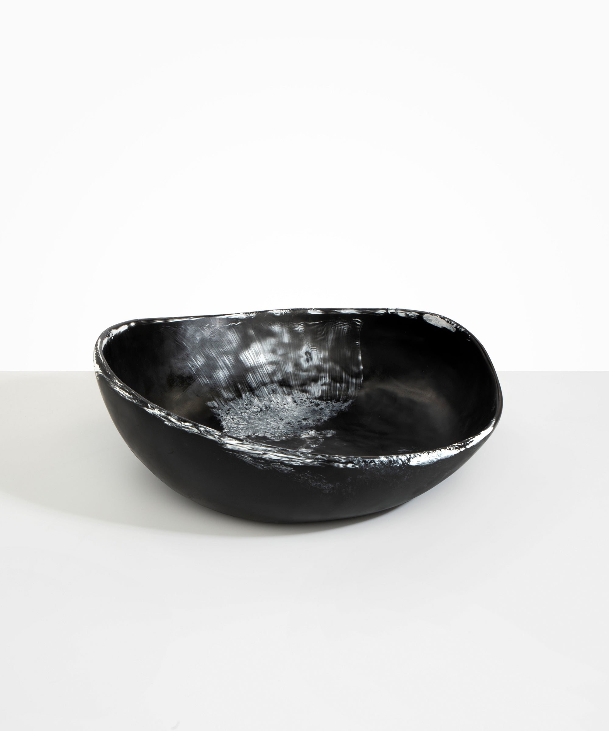 Dinosaur Designs Large Flow Bowl in Black Marble Colour resin.
