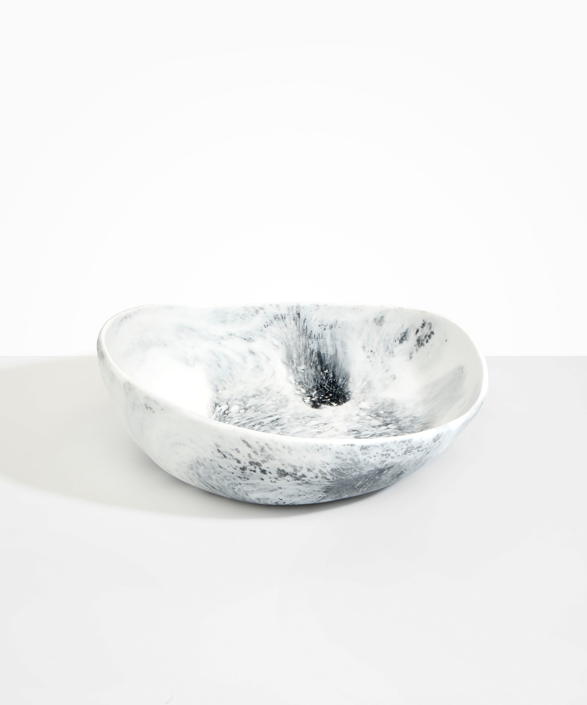 Dinosaur Designs Large Flow Bowl in White Marble Colour resin.