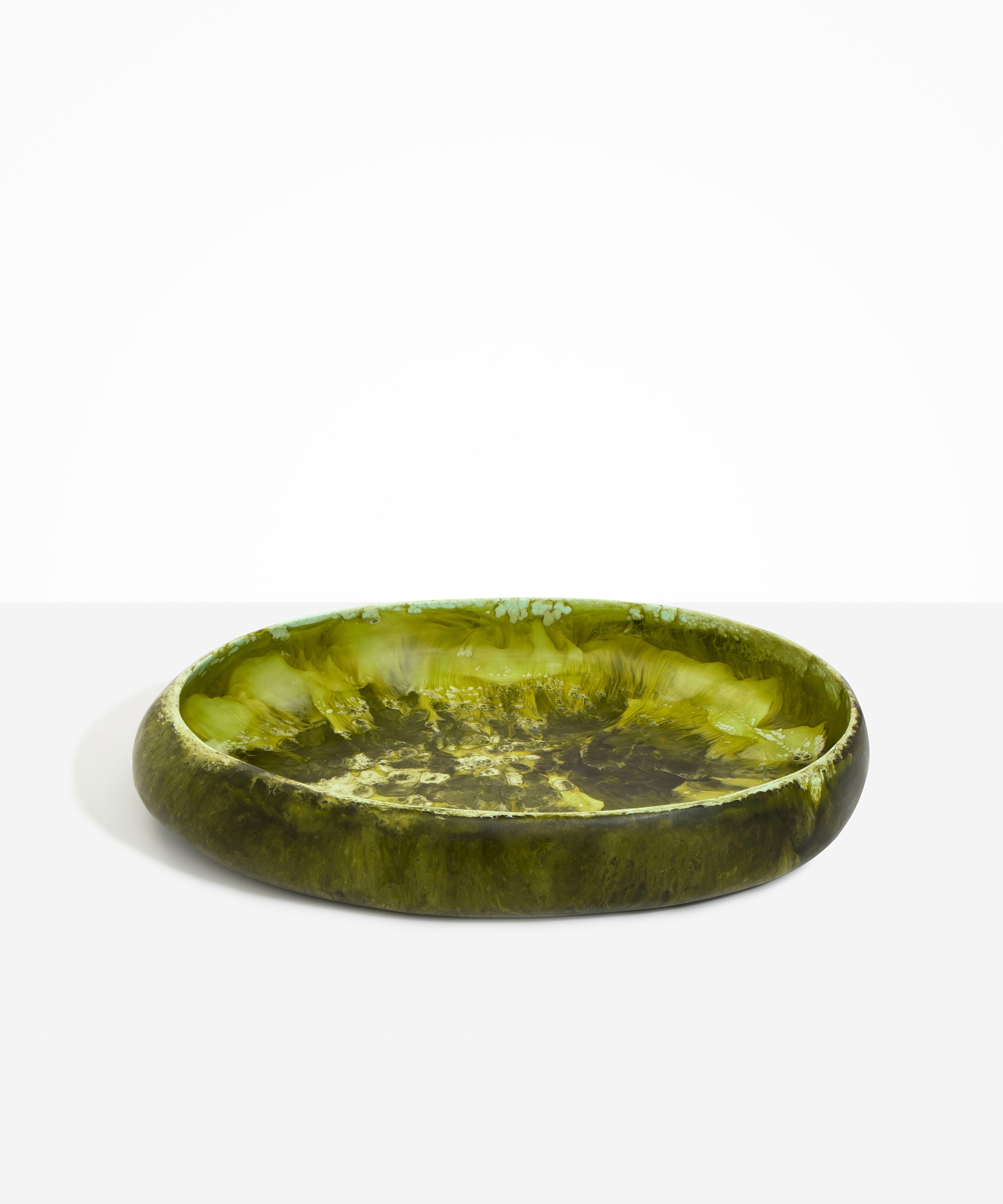 Dinosaur Designs Large Rock Bowl in Malachite color resin