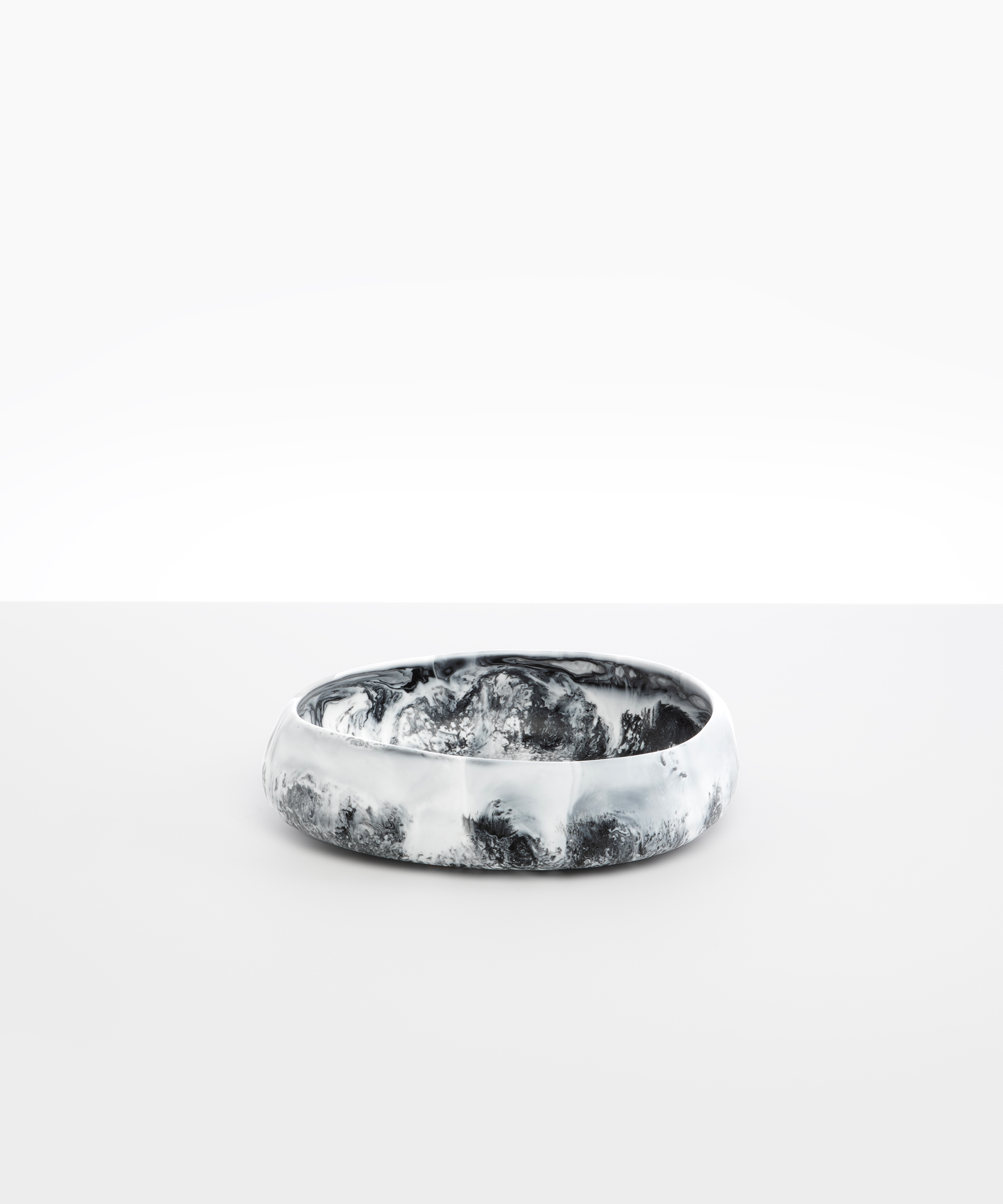 Dinosaur Designs Medium Rock Bowl in White Marble Colour resin.
