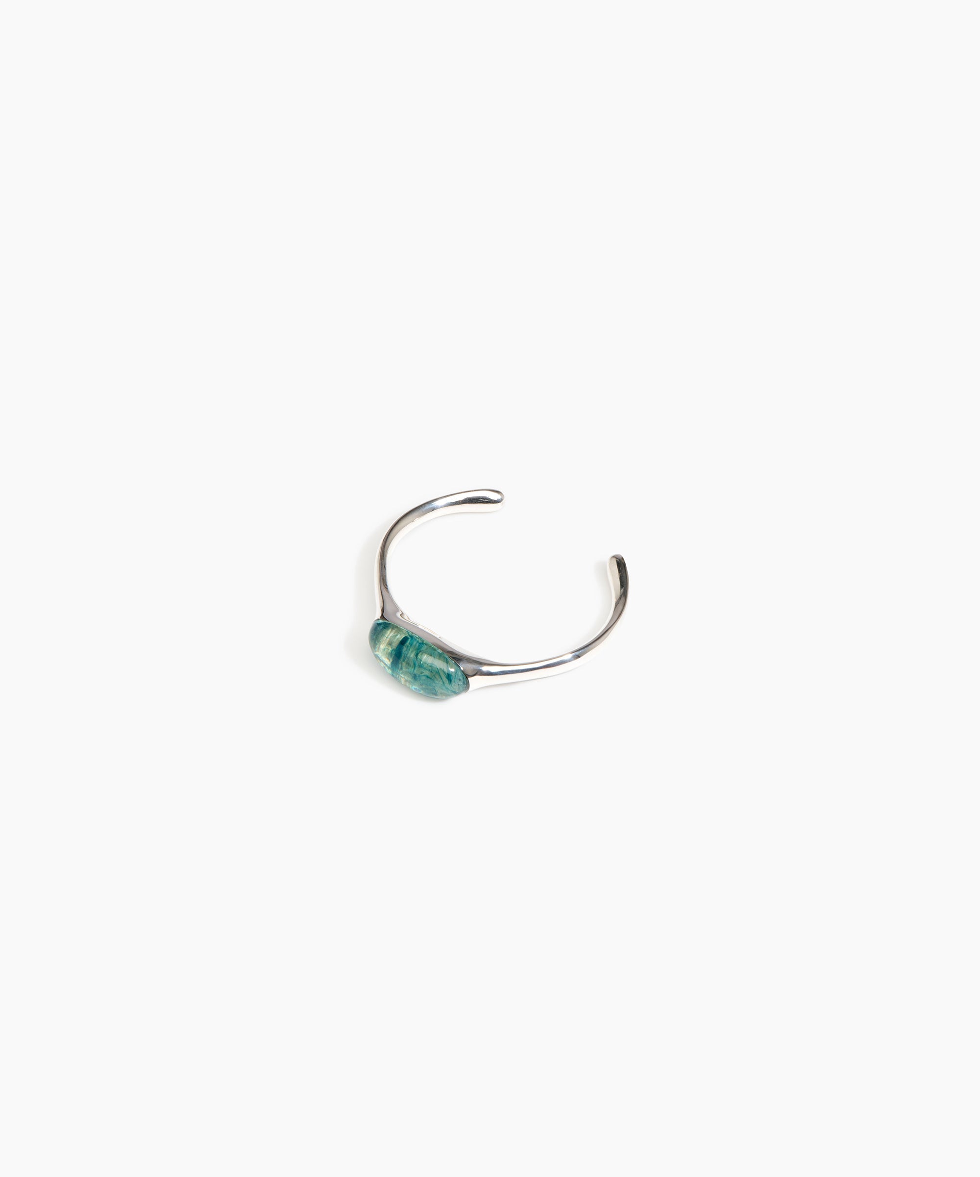Dinosaur Designs Watercolour Cuff in Clear Water Colour resin with Silver-Plated Brass Material..