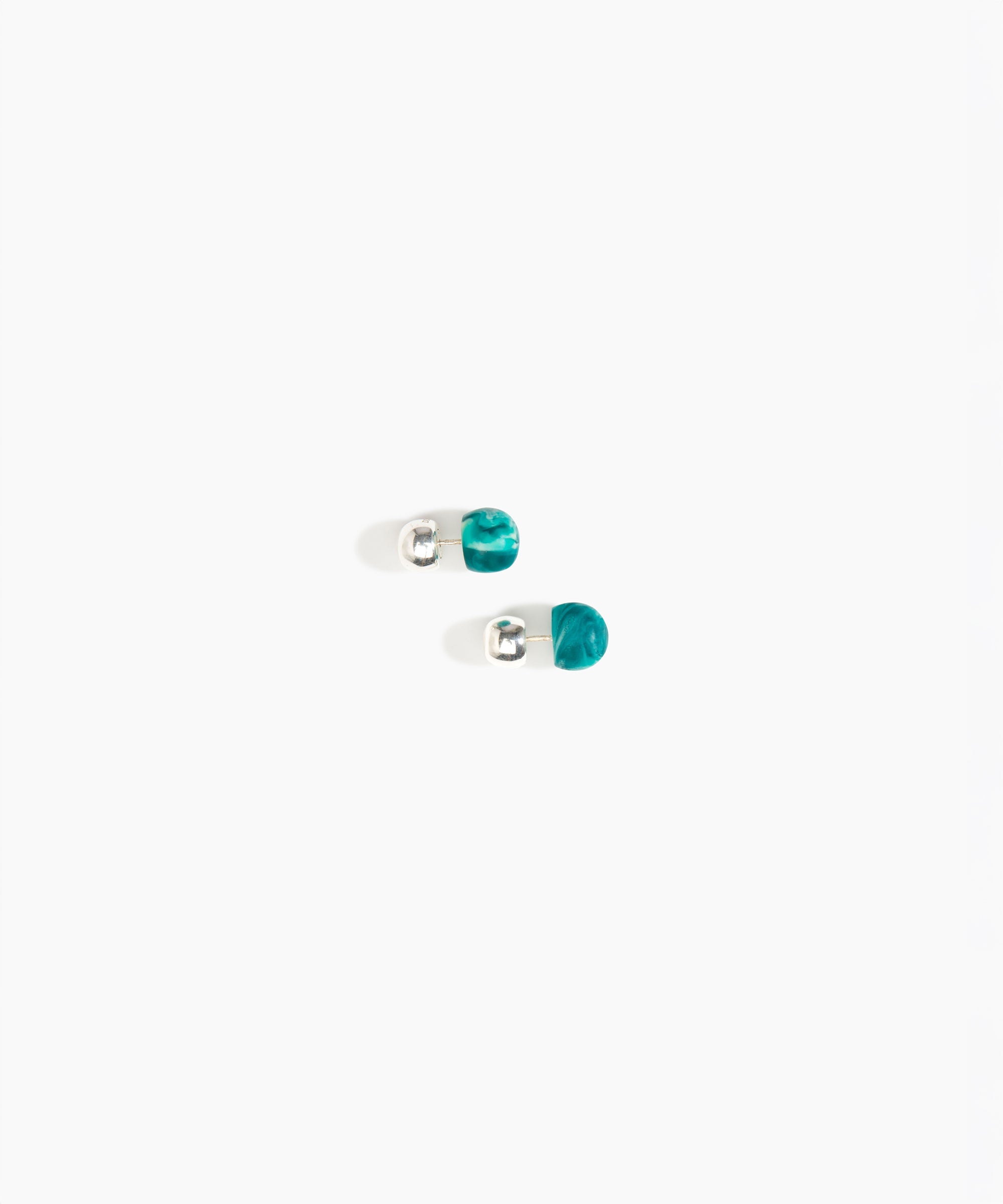 Dinosaur Designs Small Ball Stud Earrings in Lagoon Colour resin with Silver-Plated Brass Material.